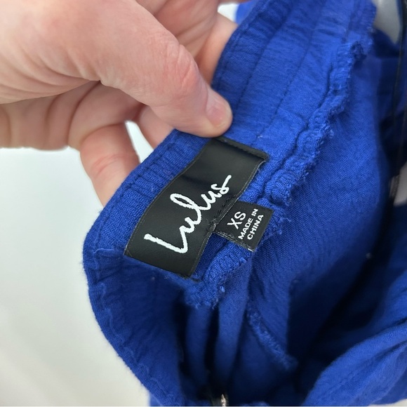 Lulus Royal Blue Sleeveless Backless Wrap Tie Halter Romper Women’s Size XS - Picture 5 of 7